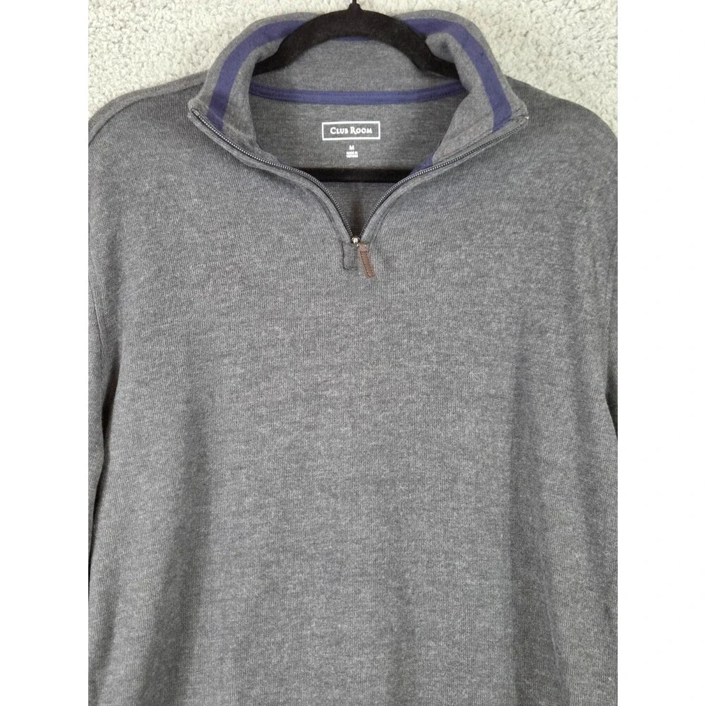 Club Room Sweater Mens XXL Charcoal Heather Gray Mock Neck 1/4 Zip Outerwear NWT